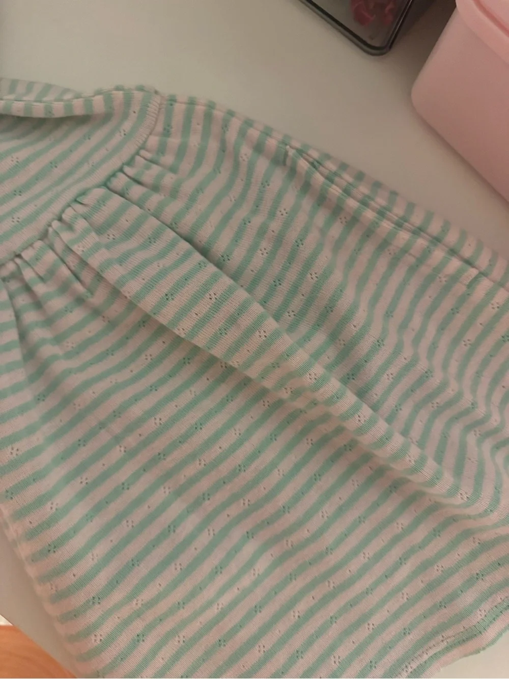 Tucker + Tate Mint Green and White Striped Short Sleeve Dress